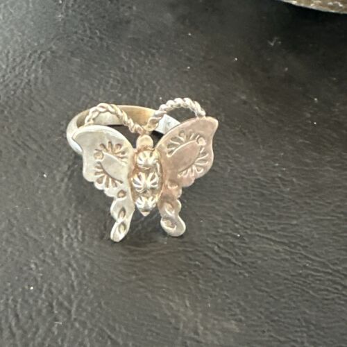 Navajo Sterling Silver Butterfly Ring | Sz 7.5 | Authentic Native American Handmade | 16972