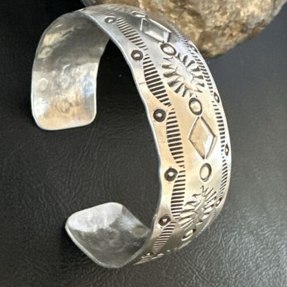 Navajo Stamped Cuff Bracelet | Sterling Silver | Authentic Native American Handmade | 17460