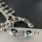 Navajo Kingman Turquoise Squash Blossom Necklace | Sterling Silver | Authentic Native American Handmade | 16087