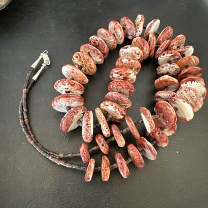 Navajo Purple Spiny Oyster Shell Graduated Necklace | Sterling Silver | 33" | Authentic Native American Handmade | 17174