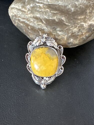 Navajo Yellow Bumble Bee Jasper Ring | Sterling Silver | Sz 10 | Authentic Native American Handmade | 14948