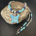 Navajo Opal Inlay Pendant Turquoise & Lapis | Sterling Silver Necklace | 16845