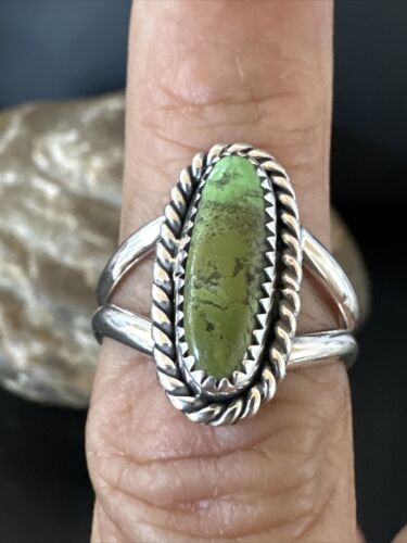 Navajo Green Gaspeite Ring | Sterling Silver | Sz 6.5 | Authentic Native American Handmade | 16402