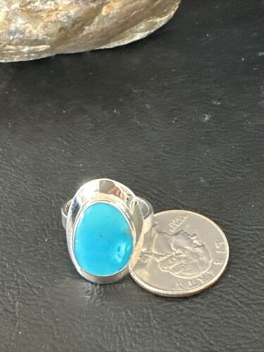 Navajo Sterling Silver Blue Kingman Turquoise Ring | Sz 9 | Authentic Native American Handmade | 17598