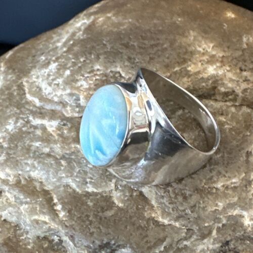 Navajo Blue Larimar Ring | Sterling Silver | Sz 9 | Authentic Native American Handmade | 16600
