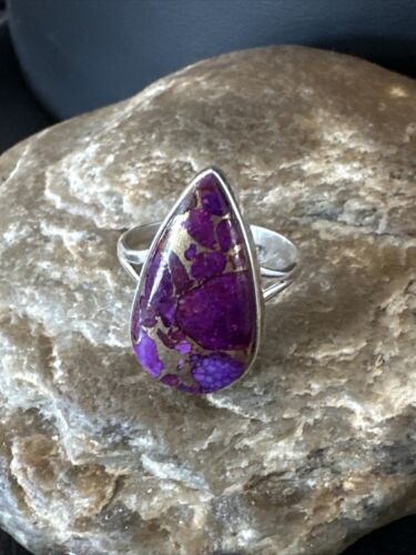 Southwestern Navajo Purple Mojave Turquoise Ring | Sterling Silver | Sz 10 | 15610