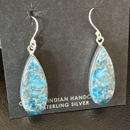 Blue Denim Lapis Dangle Earrings | Sterling Silver | 1" | 15799