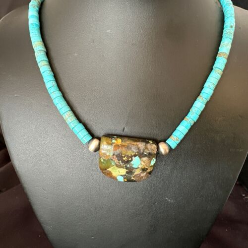 Navajo SpiderWeb Turquoise Heishi Pearls Necklace | Sterling Silver | 20" | 17031