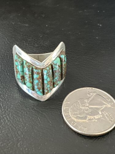 Navajo Men's Inlay Blue Spiderweb Turquoise Ring | Sterling Silver | Sz 12 | 15914