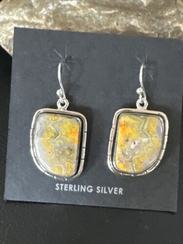 Navajo Bumblebee Jasper Earrings | Sterling Silver | Authentic Native American Handmade | 15835