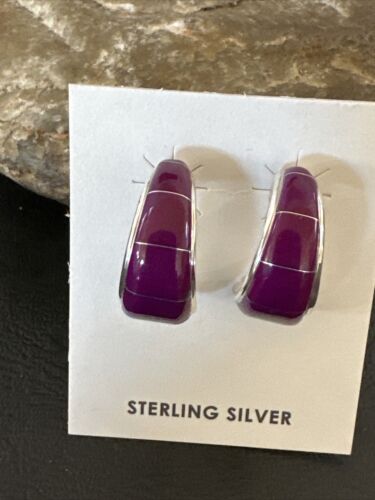 Southwestern Purple Sugilite Inlay Earrings | Sterling Silver | 1" | 16744