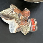Navajo Coral Inlay Ring | Sterling Silver | Sz 11 | Authentic Native American Handmade | 15912
