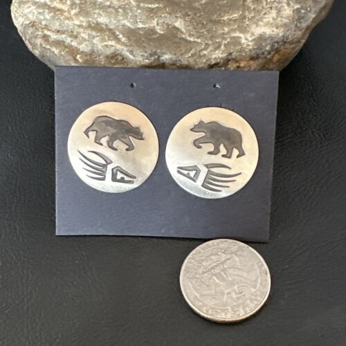 Authentic BearPaw Hopi Earrings | Sterling Silver | Native American Handmade | 16822