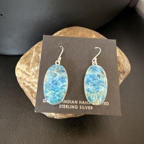 Blue Denim Lapis Dangle Earrings | Sterling Silver | 1" | 15791