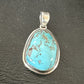 Navajo Blue Bisbee Turquoise Pendant | Sterling Silver | 1" | Authentic Native American Handmade | 17251