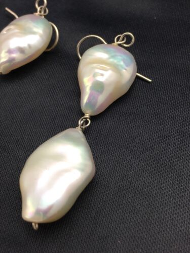 Handmade Sterling Silver Pearl Dangle Earrings | 1.5" | 03080