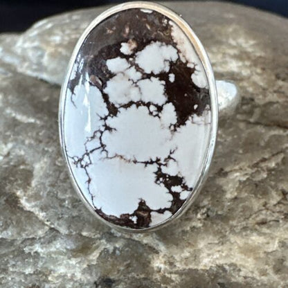 Men's & Women's Wild Horse Turquoise Ring | Navajo Sterling Silver | Sz 7 | Authentic Native American Handmade | 17279