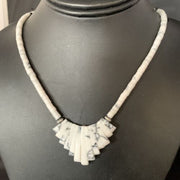 Navajo White Howlite Heishi Pearls Bead Necklace | Sterling Silver | Authentic Native American Handmade | 20" | 14209