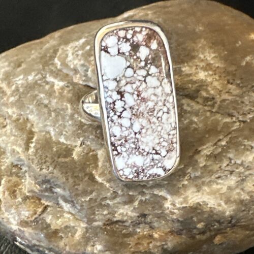 Navajo Wild Horse Turquoise Ring | Sterling Silver | Sz 7 Adjustable | Authentic Native American Handmade | 15544
