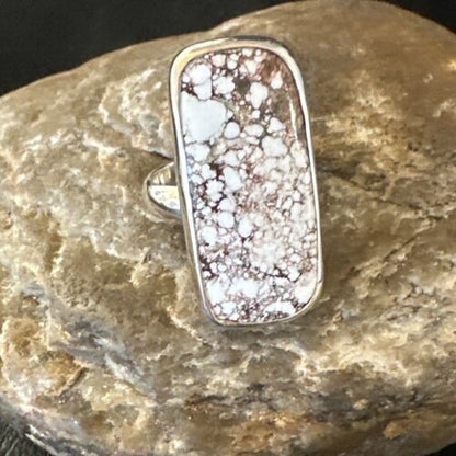 Navajo Wild Horse Turquoise Ring | Sterling Silver | Sz 7 Adjustable | Authentic Native American Handmade | 15544
