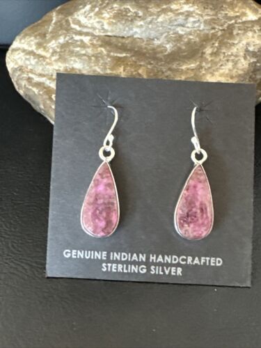 Purple Mojave Turquoise Dangle Earrings | Sterling Silver | Authentic Native American Handmade | 15784
