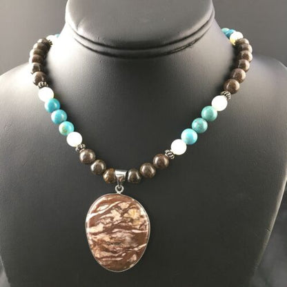 Navajo Wild Horse Turquoise Pendant Necklace | Sterling Silver | 18" | Authentic Native American Handmade | 10148
