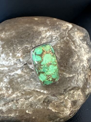 Navajo Green Mojave Turquoise Ring | Sterling Silver | Sz 6 | Authentic Native American Handmade | 15600