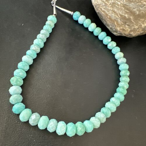 Navajo Sterling Silver Amazonite Bead Necklace | 12mm | 18" | Authentic Native American Handmade | 17302