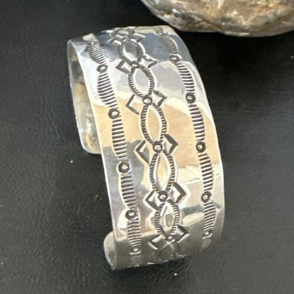 Navajo Stamped Cuff Bracelet | Sterling Silver | Authentic Native American Handmade | 17457