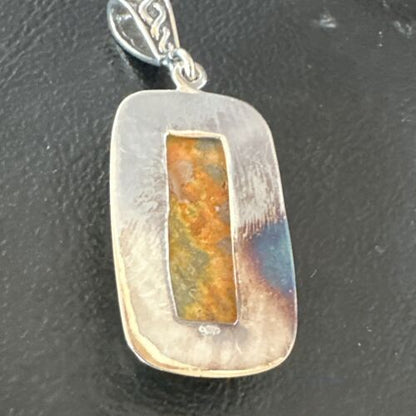 Navajo Bumblebee Jasper Pendant Necklace | Sterling Silver | Authentic Native American Handmade | 15964