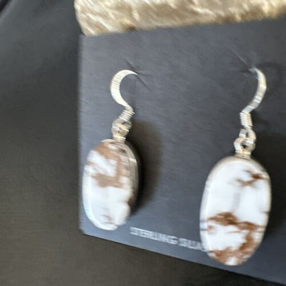 Navajo Wild Horse Turquoise Dangle Earrings | Sterling Silver | Authentic Native American Handmade | 15743