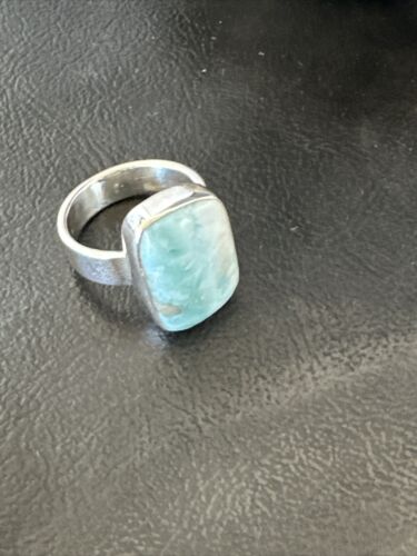 Navajo Blue Larimar Ring | Sterling Silver | Sz 8 | Authentic Native American Handmade | 17590