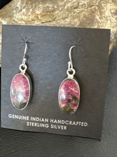 Purple Mojave Turquoise Dangle Earrings | Sterling Silver | Authentic Native American Handmade | 15787