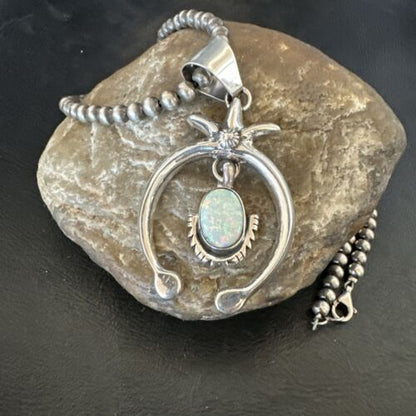Navajo Opal Naja Pendant Necklace | Sterling Silver | 20" | Authentic Native American Handmade | 17661