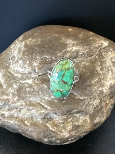 Navajo Green Mojave Turquoise Ring | Sterling Silver | Sz 7 | Authentic Native American Handmade | 15597