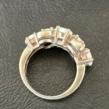 Navajo White Opal Multi-Stone Ring | Authentic Native American Sterling Silver | Multi-Stone | Sz 7 | 17157