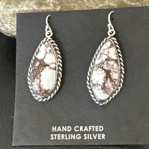 Navajo Wild Horse Turquoise Dangle Earrings | Sterling Silver | Authentic Native American Handmade | 16518