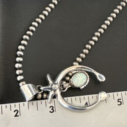 Navajo Opal Naja Pendant Necklace | Sterling Silver | 20" | Authentic Native American Handmade | 17661