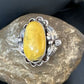 Navajo Yellow Bumble Bee Jasper Ring | Sterling Silver | Sz 9 | Authentic Native American Handmade | 14942