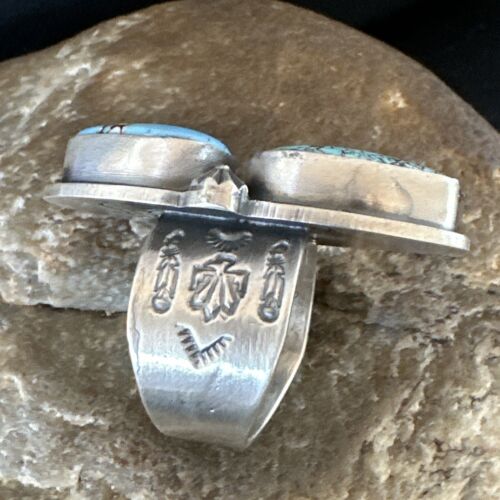 Navajo Blue Golden Hills Turquoise Multi-Stone Ring | Authentic Native American Sterling Silver | Sz 7 | 16284