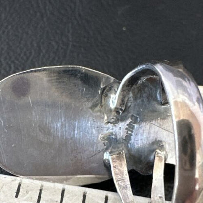 Navajo White Buffalo Turquoise Sugilite Ring | Authentic Native American Sterling Silver | Multi-Stone | Sz 9.5 | 16718
