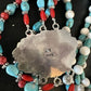 Navajo Blue Turquoise 3-Strand Coral Pendant Necklace | Sterling Silver | Authentic Native American Handmade | 15516