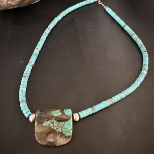 Navajo SpiderWeb Turquoise Heishi Pearls Necklace | Sterling Silver | 20" | 17088