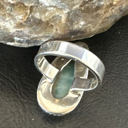 Navajo Blue Larimar Ring | Sterling Silver | Sz 8 | Authentic Native American Handmade | 17650