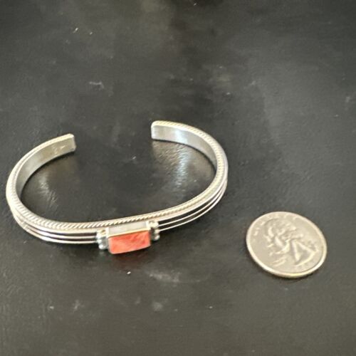 Navajo Purple Spiny Oyster Cuff Bracelet | Sterling Silver | Authentic Native American Handmade | 15160