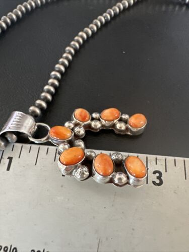 Navajo Spiny Oyster Naja Pendant Necklace | Sterling Silver | 20" | Authentic Native American Handmade | 15757 - Masha USA