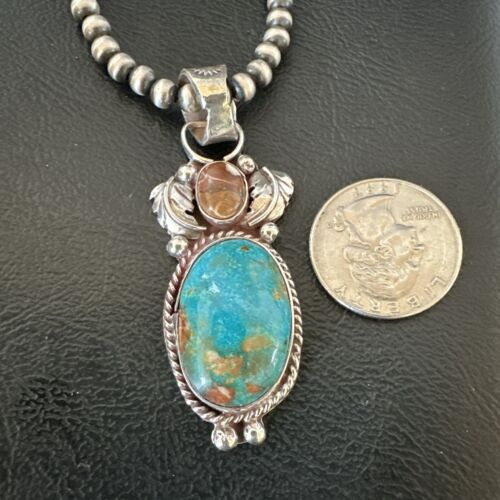 Navajo Blue Kingman Turquoise Wild Horse Necklace Pendant | Sterling Silver | Authentic Native American Handmade | 17225