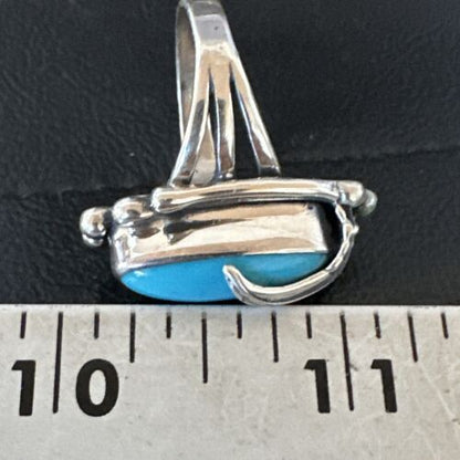 Navajo Leaf Blue Kingman Turquoise Ring | Sterling Silver | Sz 10.5 | Authentic Native American Handmade | 17136