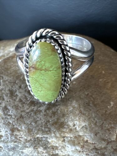 Navajo Green Gaspeite Ring | Sterling Silver | Sz 7.5 | Authentic Native American Handmade | 16400