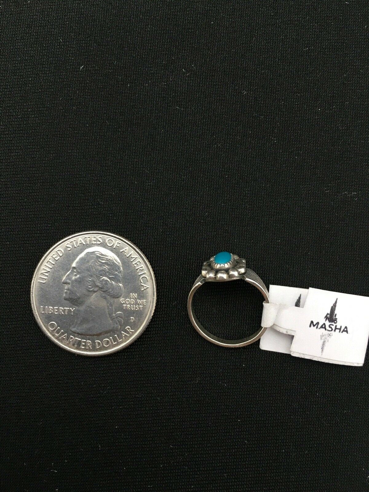 Native American Navajo Blue Turquoise Ring | Sterling Silver | Sz 4.5 | 4448